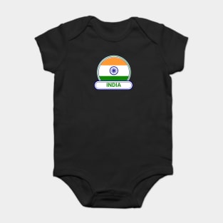 India Country Badge - India Flag Baby Bodysuit